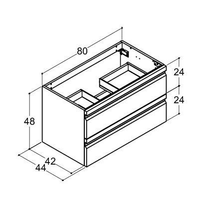 Dansani Luna Urban vaskeskab 80*48 m/skuffer - Hvid mat lak