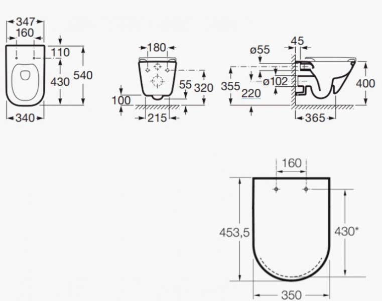 Laufen Roca Gap RIMless toiletpakke inkl. s&aelig;de m/soft-close, mellem cisterne og mat sort betjening