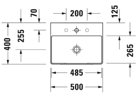 Duravit Durasquare 50 bowlevask op til v&aelig;g - Uden hanehul - Uden overl&oslash;b