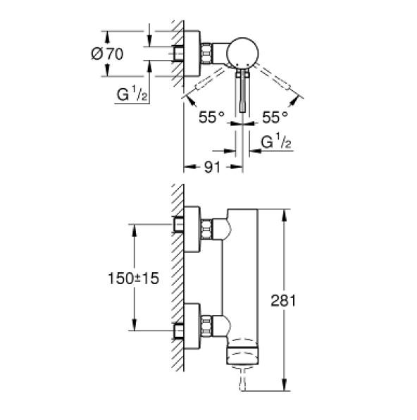 Grohe Rainshower SmartActive komplet brusesystem - 900 mm - Mat sort