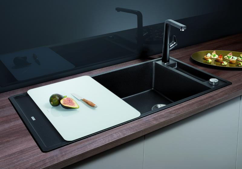 Blanco Axia III XL 6 S k&oslash;kkenvask m/sk&aelig;rebr&aelig;t - Klippegr&aring;