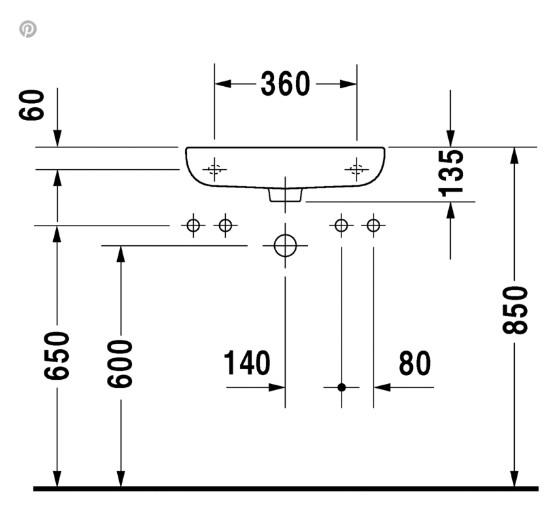 Duravit D-Code 50 h&aring;ndvask t/v&aelig;g - H&oslash;jre