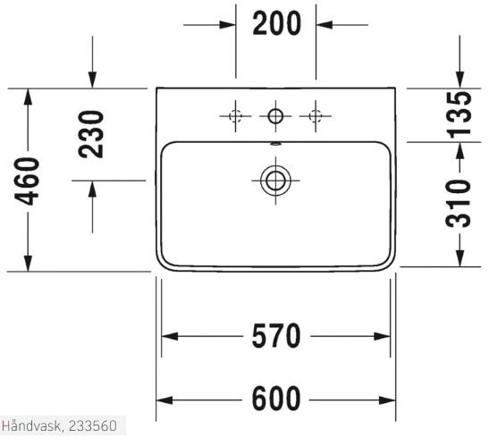 Duravit ME by Starck 60 h&aring;ndvask t/v&aelig;g