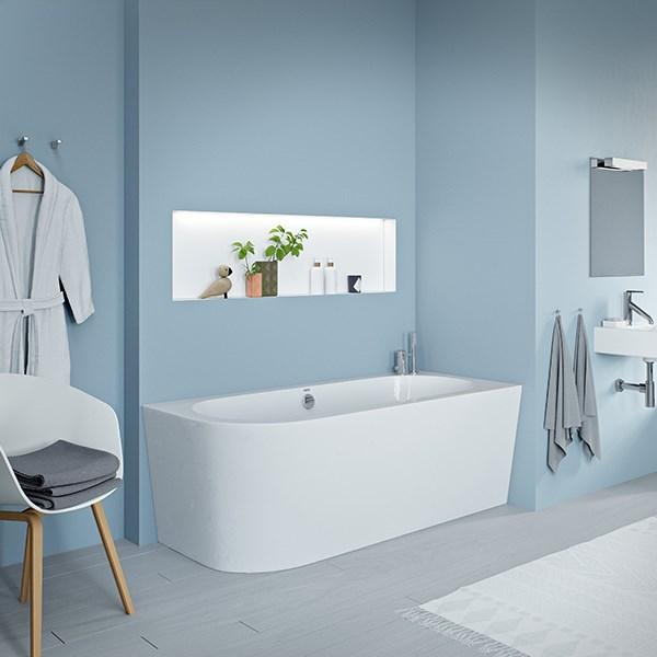 Str&oslash;mberg Lago fritst&aring;ende badekar t/hj&oslash;rne - 165 x 75 - H&oslash;jre