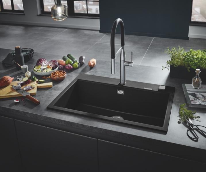 Grohe K700 k&oslash;kkenvask 80-C - Sort granit