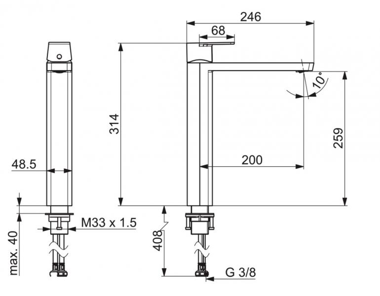 Oras Stela h&aring;ndvaskarmatur til bowlevask - Krom