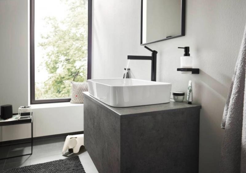 Hansgrohe Finoris 260 h&aring;ndvaskarmatur m/push-open - Mat sort