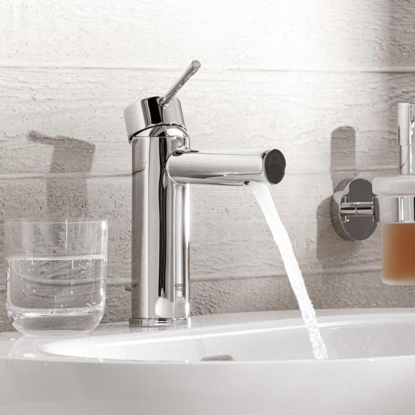 Grohe Essence New h&aring;ndvaskarmatur m/l&oslash;ft-op bundventil og EcoJoy - Krom