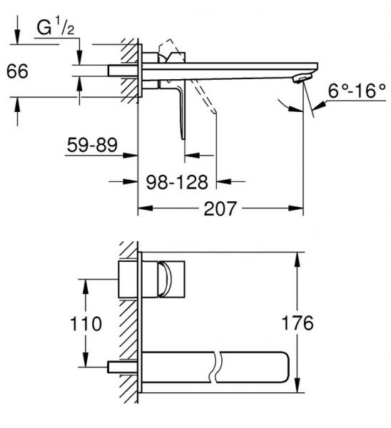 Grohe Lineare New L armatur til indbygning - Krom