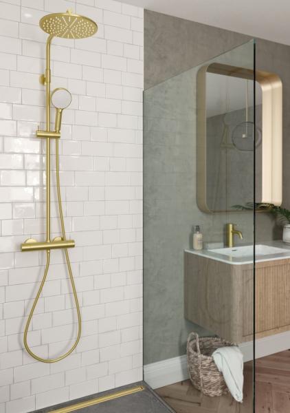 Damixa Silhouet komplet brusesystem - &Oslash;250 - B&oslash;rstet messing