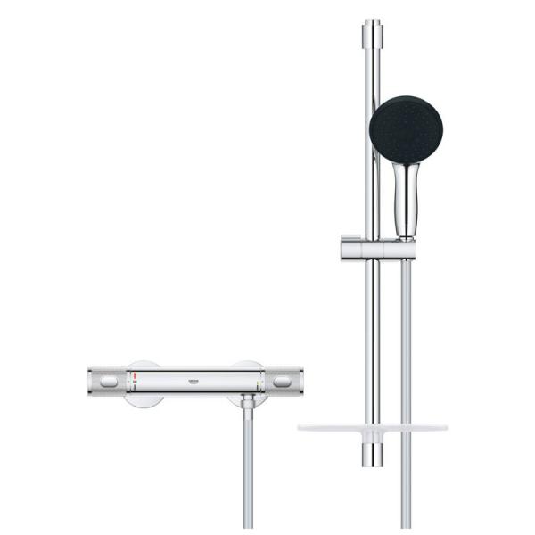 Grohe Precision Feel komplet brusesystem m/termostat og h&aring;ndbruser