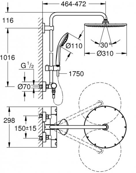 Grohe Euphoria XXL 310 brusesystem - B&oslash;rstet cool sunrise