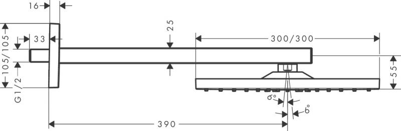 Hansgrohe Raindance E 300 hovedbruser til v&aelig;g - Hvid mat