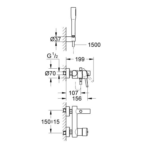 Grohe Concetto brusearmatur til kar inkl. h&aring;ndbruser