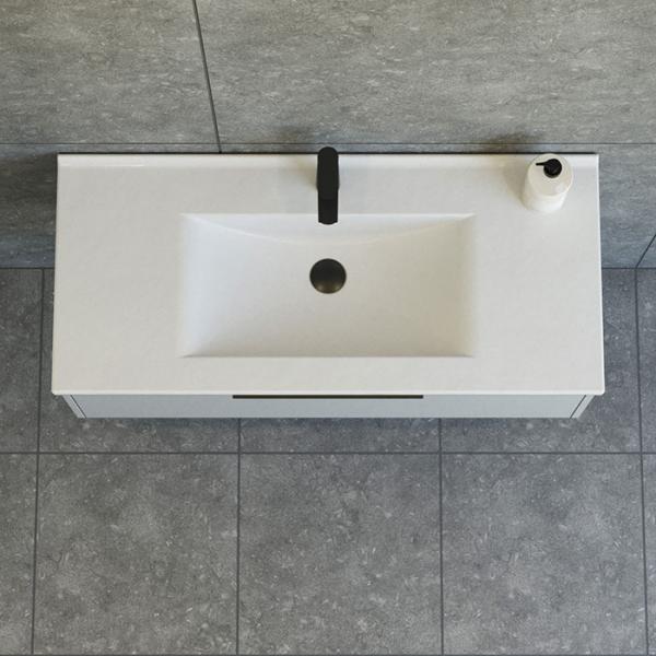 Dansani Mido+ Classic 101 m&oslash;bels&aelig;t m/Amber vask og 1 skuffe - Mat lysebl&aring;