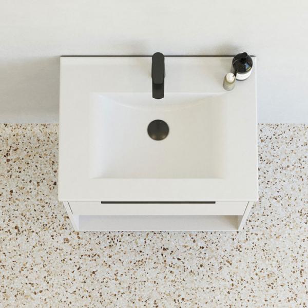 Dansani Mido+ Classic 61 m&oslash;bels&aelig;t m/Amber vask, 1 skuffe og &aring;bent rum - Mat sand