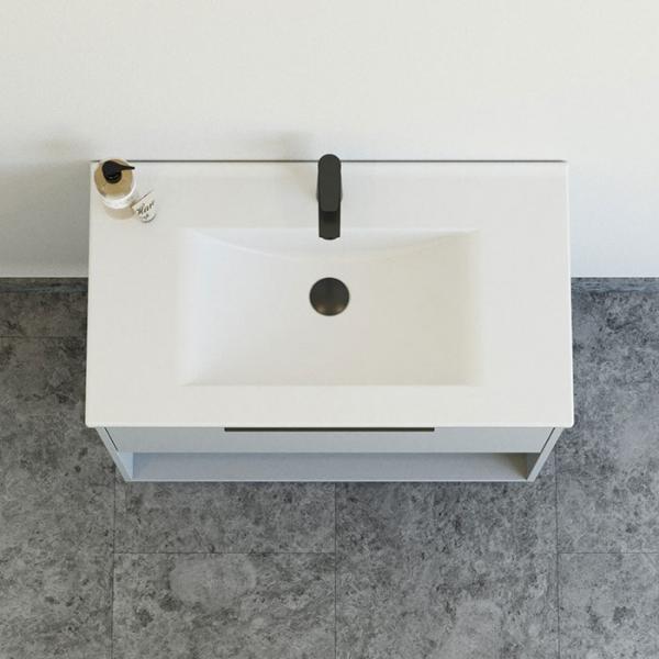 Dansani Mido+ Classic 81 m&oslash;bels&aelig;t m/Amber vask, 1 skuffe og &aring;bent rum - Mat lysebl&aring;