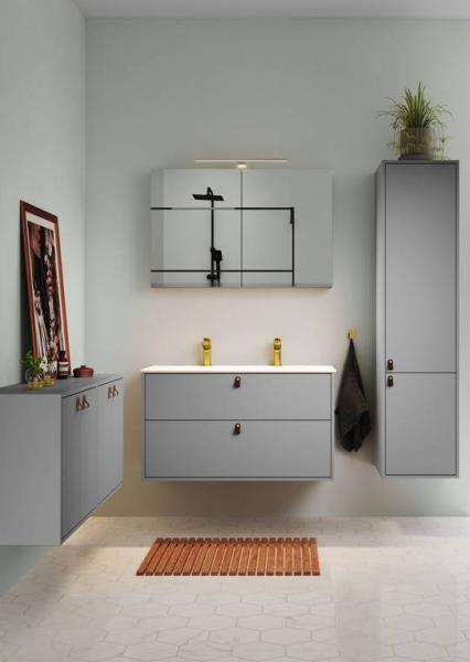 Gustavsberg Artic 100 m&oslash;bels&aelig;t m/dobbeltvask - Askegr&aring;