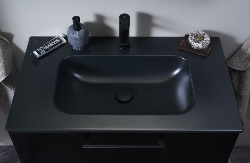 Gustavsberg Artic 80 m&oslash;bels&aelig;t m/sort vask - Sort ask