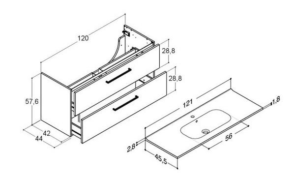 Dansani Mido+ 120 m&oslash;bels&aelig;t m/Kantate vask - Varm eg