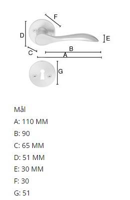Beslagsboden indend&oslash;rs d&oslash;rgreb inkl n&oslash;gleskilt - B&oslash;rstet krom - S&aelig;t &aacute; 4 stk