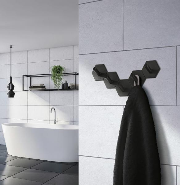 Beslagsboden selvkl&aelig;bende h&aring;ndkl&aelig;dekrog - Hexagon - Mat sort