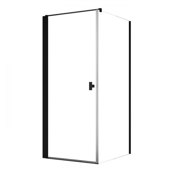 Str&oslash;mberg Noma 135 fast brusev&aelig;g m/svingd&oslash;r til venstre - 80 x 80 - Klar glas/mat sort