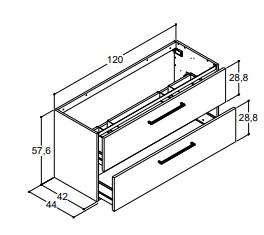 Dansani Mido+ 120 vaskeskab t/dobbelt h&aring;ndvask - Hvid h&oslash;jglans