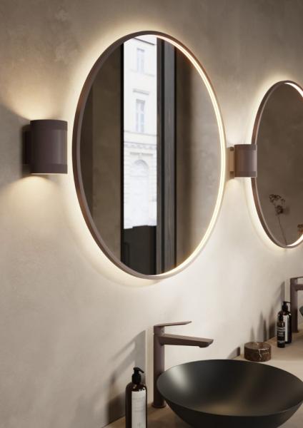 Cass&oslash;e Siena rundt spejl m/LED lys &Oslash;80 - Mat bronze