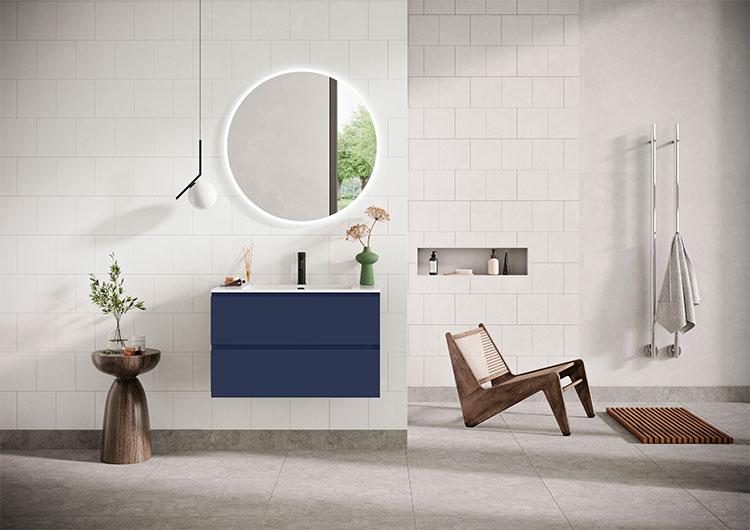 Str&oslash;mberg Lux 120 vaskeskab m/2 skuffer - Dyb bl&aring;