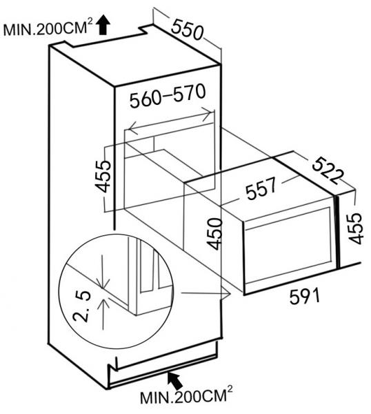 Cavin Scandinavian Collection 18 indbygget vink&oslash;leskab - Sort