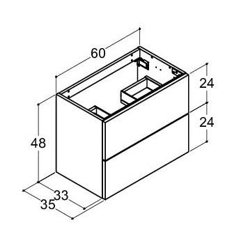 Dansani Luna Urban 60 mini m&oslash;bels&aelig;t m/Mini Minore vask og skuffer - Brun eg