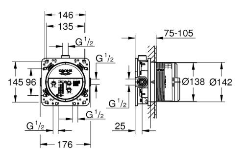 Grohe Essence komplet brusesystem m/Rainshower 310 hovedbruser & SmartActive h&aring;ndbrus til indbygning - B&oslash;rstet warm sunset