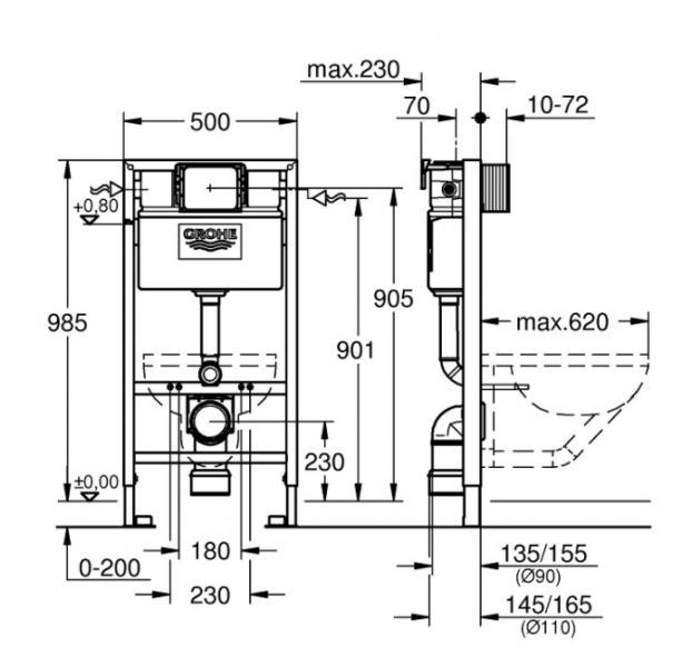Ideal Standard Tesi toiletpakke inkl. s&aelig;de m/soft-close, mellem cisterne og mat sort betjening