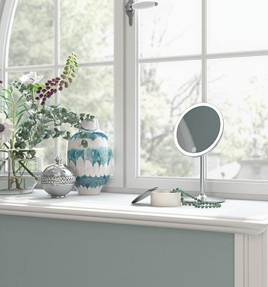 Dansani HANDY makeupspejl til bord m/lysstyring - x5 forst&oslash;rrelse - Alu