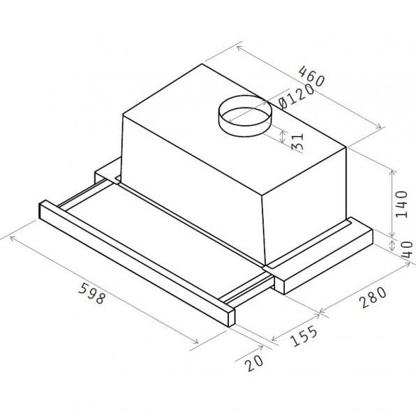 Eico Elite 14 LUX 60 X emh&aelig;tte til v&aelig;gmontering m/udtr&aelig;k - Rustfrit st&aring;l