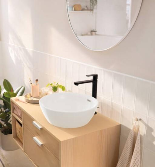 hansgrohe Rebris S 240 h&aring;ndvaskarmatur m/Coolstart og l&oslash;ft-op bundventil - Mat sort