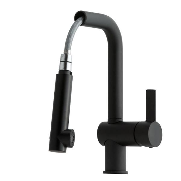 Lavabo Kubus 285 k&oslash;kkenarmatur m/udtr&aelig;k - Mat sort