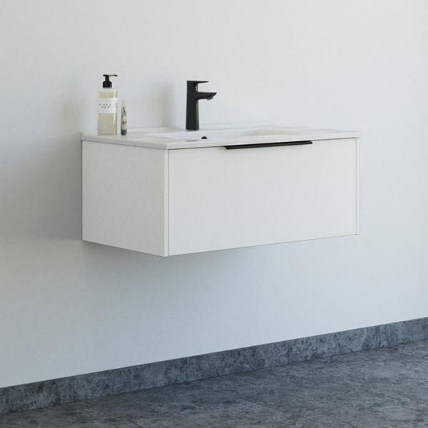 Dansani Mido+ Classic 81 m&oslash;bels&aelig;t m/Amber vask og 1 skuffe - Mat hvid