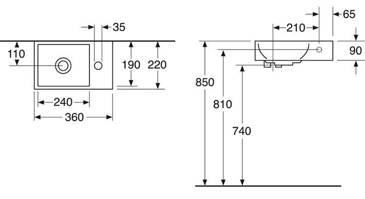Gustavsberg Artic Small 33 m&oslash;bels&aelig;t - vask til venstre - Askegr&aring;/hvid