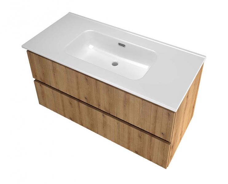 Sanibell Proline 100 m&oslash;bels&aelig;t m/lameller og 2 skuffer - Uden hanehul - Urban eg