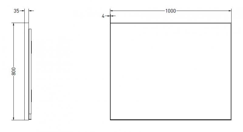 Sanibell Ink SP32 firkantet spejl m/backlight, varme og sensor 100 x 80 cm - B&oslash;rstet mat guld