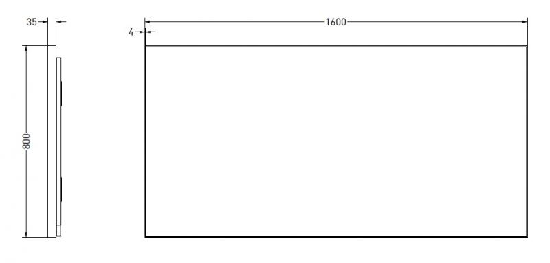 Sanibell Ink SP32 firkantet spejl m/backlight, varme og sensor 160 x 80 cm - B&oslash;rstet gunmetal