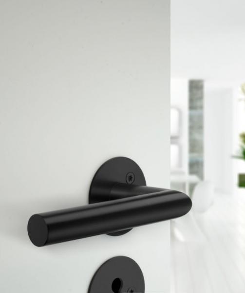 Beslagsboden indend&oslash;rs d&oslash;rgreb inkl n&oslash;gleskilt - Mat sort - S&aelig;t &aacute; 4 stk