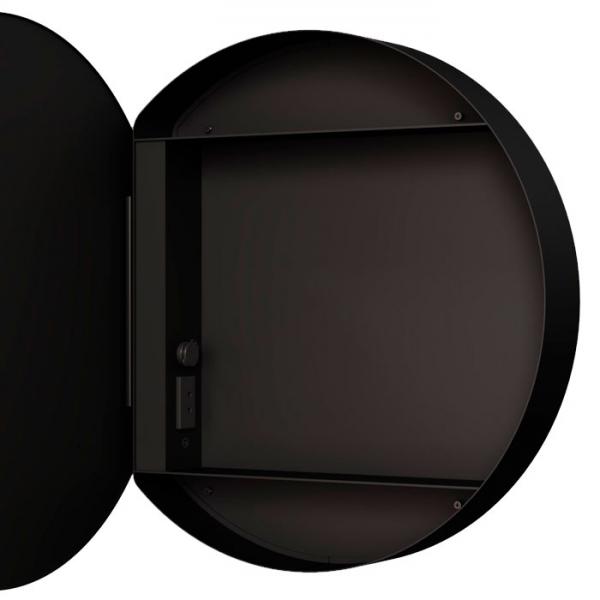 Cass&oslash;e Form rundt spejlskab m/lys, touch og antidug &Oslash;60 cm - Sort