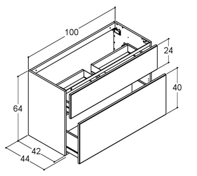 Dansani Luna Urban 100 m&oslash;bels&aelig;t m/Kantate vask og skuffer - H&oslash;j - Brun eg