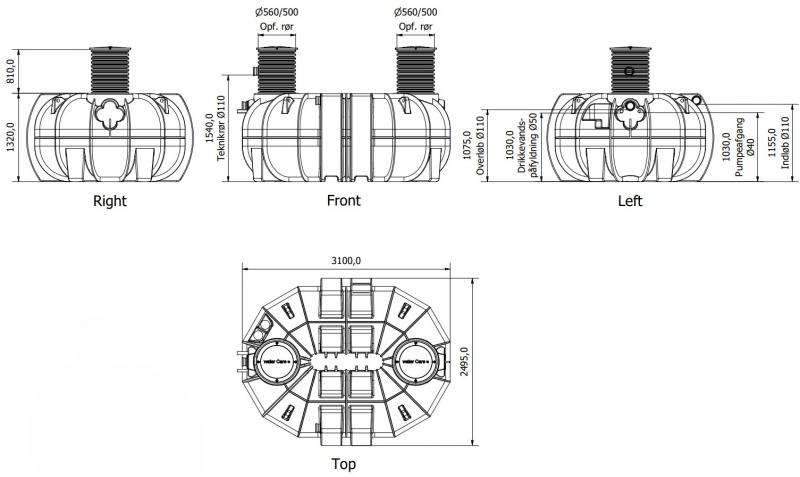 Watercare komplet regnvandsanl&aelig;g til hus 5000L