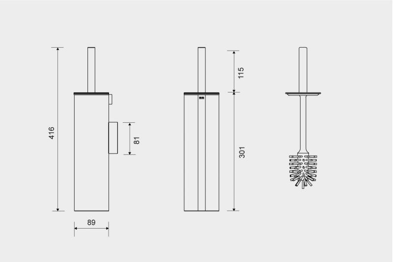 Unidrain ReFrame toiletb&oslash;rste til v&aelig;g - Kobber