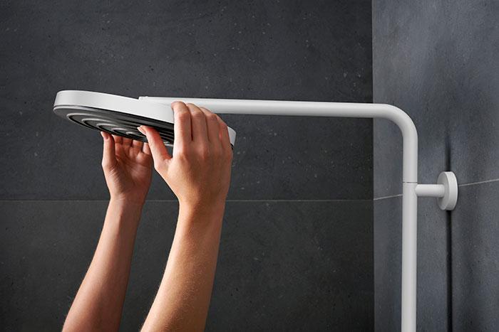 hansgrohe Pulsify S Puro 260 Showerpipe 1jet m/EcoSmart, EcoStat Fine og 3jet h&aring;ndbruser - Mat hvid